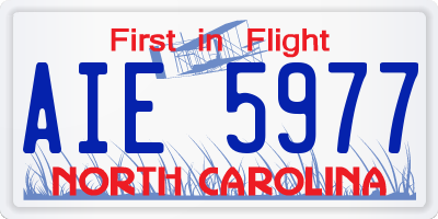 NC license plate AIE5977