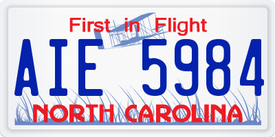 NC license plate AIE5984