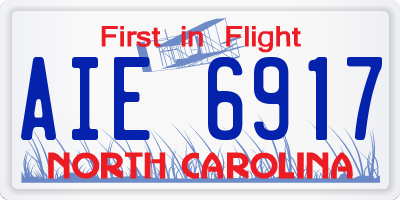 NC license plate AIE6917