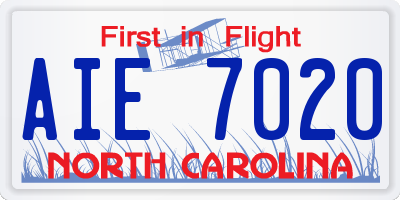 NC license plate AIE7020