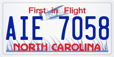 NC license plate AIE7058