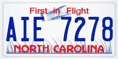 NC license plate AIE7278