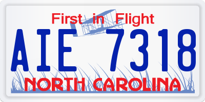NC license plate AIE7318