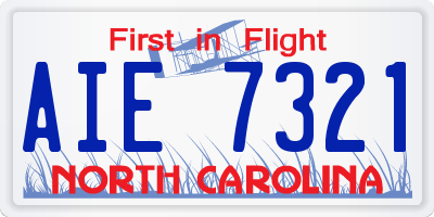 NC license plate AIE7321