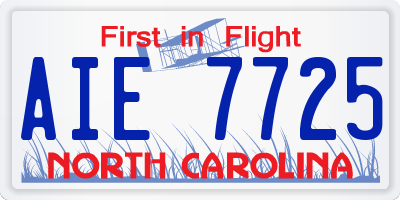 NC license plate AIE7725