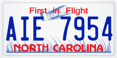NC license plate AIE7954