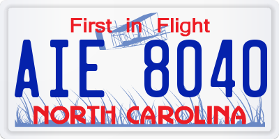 NC license plate AIE8040