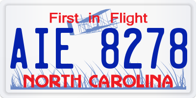 NC license plate AIE8278