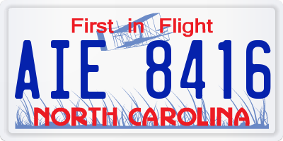 NC license plate AIE8416