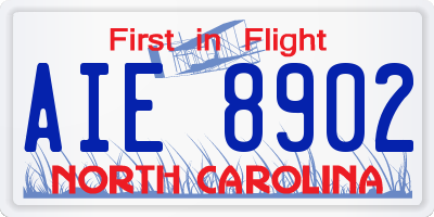 NC license plate AIE8902