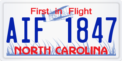NC license plate AIF1847