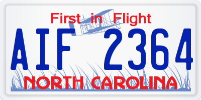 NC license plate AIF2364