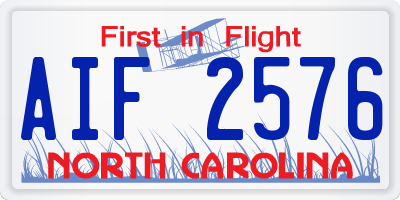 NC license plate AIF2576