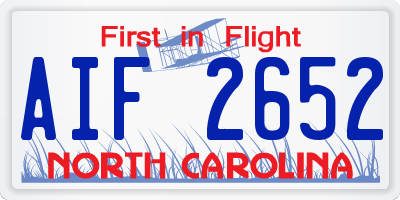 NC license plate AIF2652