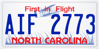 NC license plate AIF2773