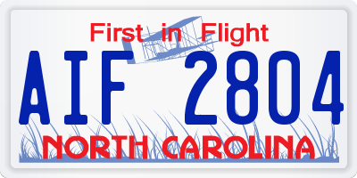 NC license plate AIF2804