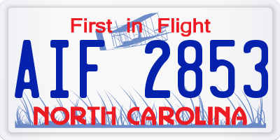 NC license plate AIF2853