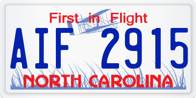 NC license plate AIF2915