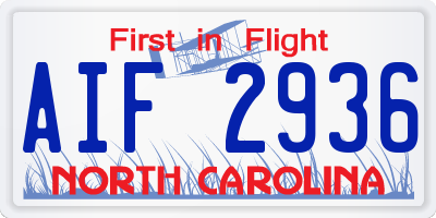 NC license plate AIF2936