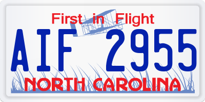 NC license plate AIF2955
