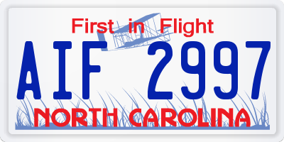 NC license plate AIF2997