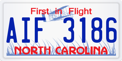 NC license plate AIF3186