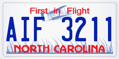 NC license plate AIF3211