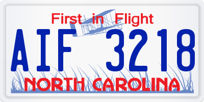 NC license plate AIF3218