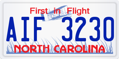 NC license plate AIF3230