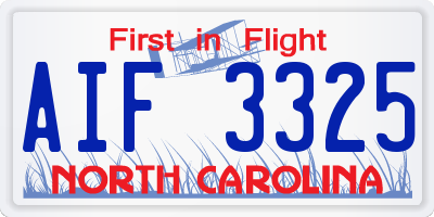 NC license plate AIF3325