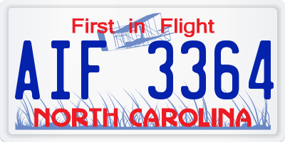 NC license plate AIF3364