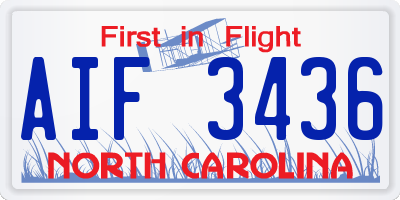 NC license plate AIF3436