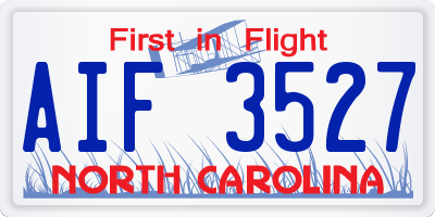 NC license plate AIF3527