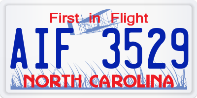 NC license plate AIF3529