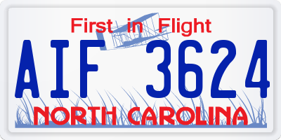 NC license plate AIF3624