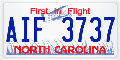 NC license plate AIF3737