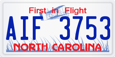 NC license plate AIF3753