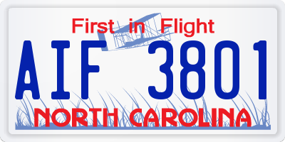 NC license plate AIF3801