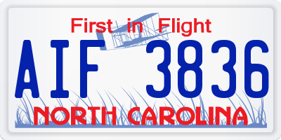 NC license plate AIF3836