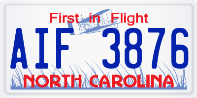 NC license plate AIF3876