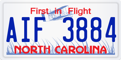 NC license plate AIF3884