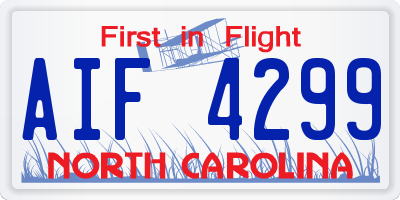 NC license plate AIF4299
