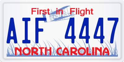 NC license plate AIF4447