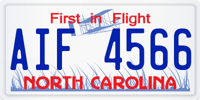 NC license plate AIF4566