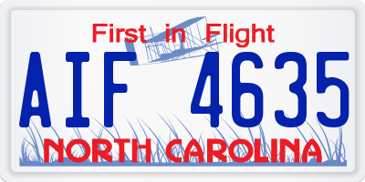 NC license plate AIF4635