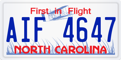 NC license plate AIF4647