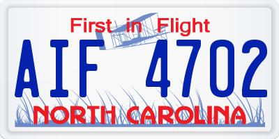 NC license plate AIF4702
