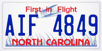 NC license plate AIF4849