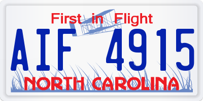 NC license plate AIF4915