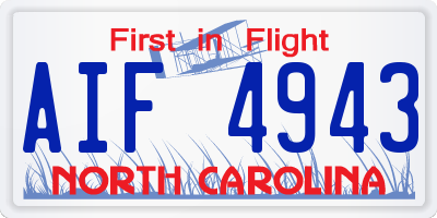 NC license plate AIF4943